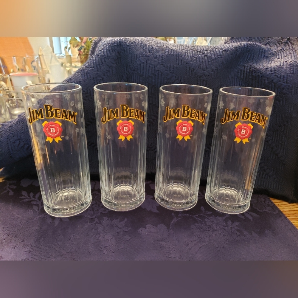 New Set of 7 JIM BEAM  SNOWFLAKES HIGHBALL GLASSES - Picture 7 of 12